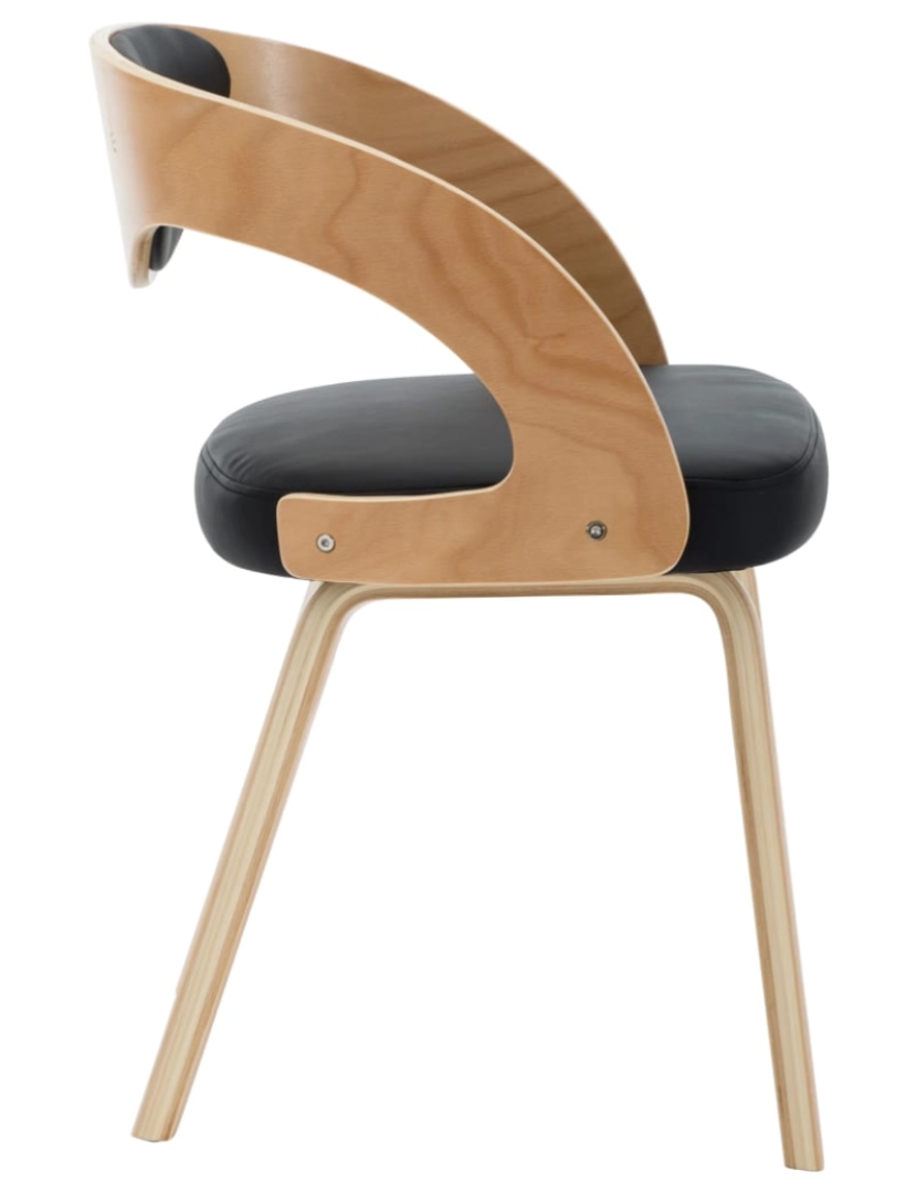 imagem de vidaXL Cadeiras jantar 4 pcs madeira curvada e couro artificial preto4