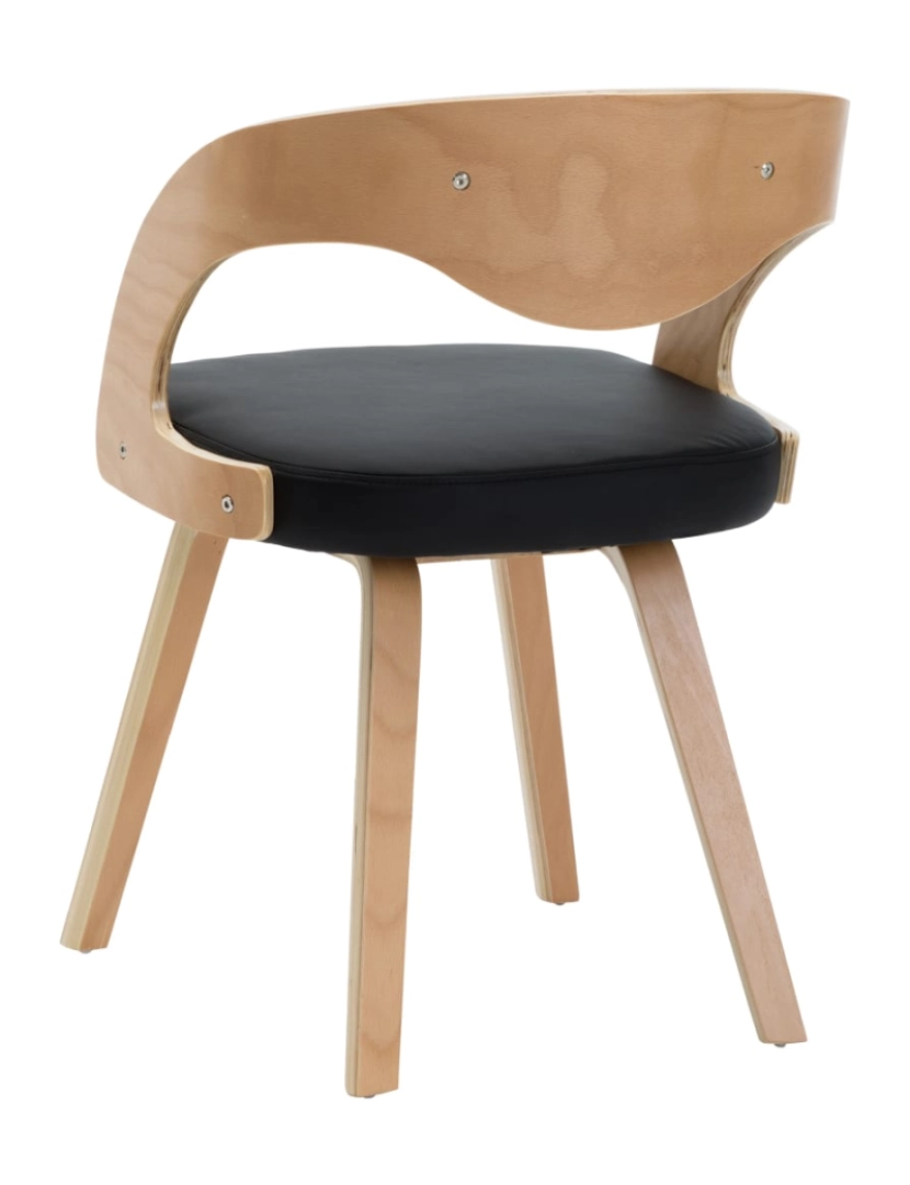 imagem de vidaXL Cadeiras jantar 4 pcs madeira curvada e couro artificial preto7