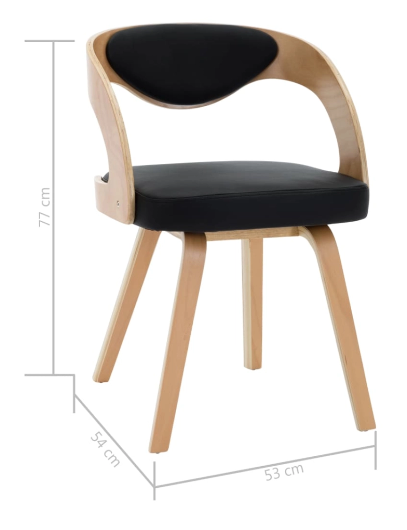 imagem de vidaXL Cadeiras jantar 4 pcs madeira curvada e couro artificial preto8