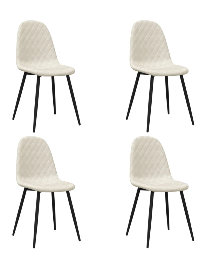 imagem de vidaXL Cadeiras de jantar 4 pcs veludo branco nata1