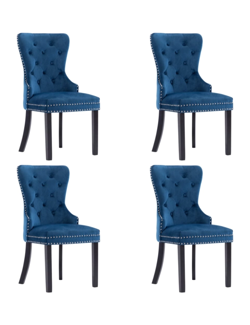 imagem de vidaXL Cadeiras de jantar 4 pcs veludo azul2