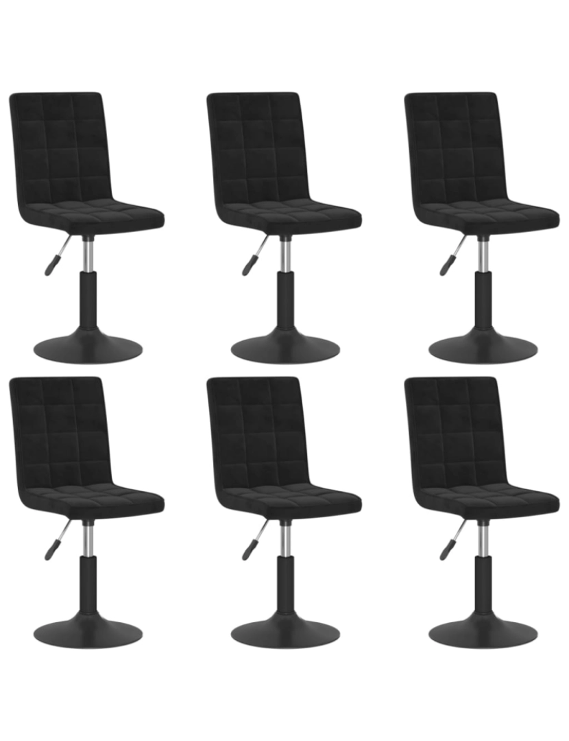 imagem de vidaXL Cadeiras de jantar giratórias 6 pcs veludo preto1