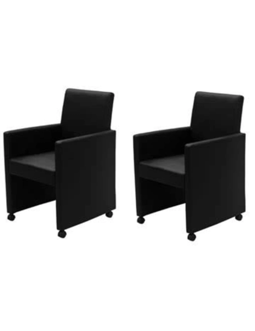 imagem de vidaXL Cadeiras de jantar 2 pcs couro artificial preto1