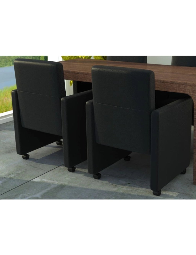 imagem de vidaXL Cadeiras de jantar 2 pcs couro artificial preto2