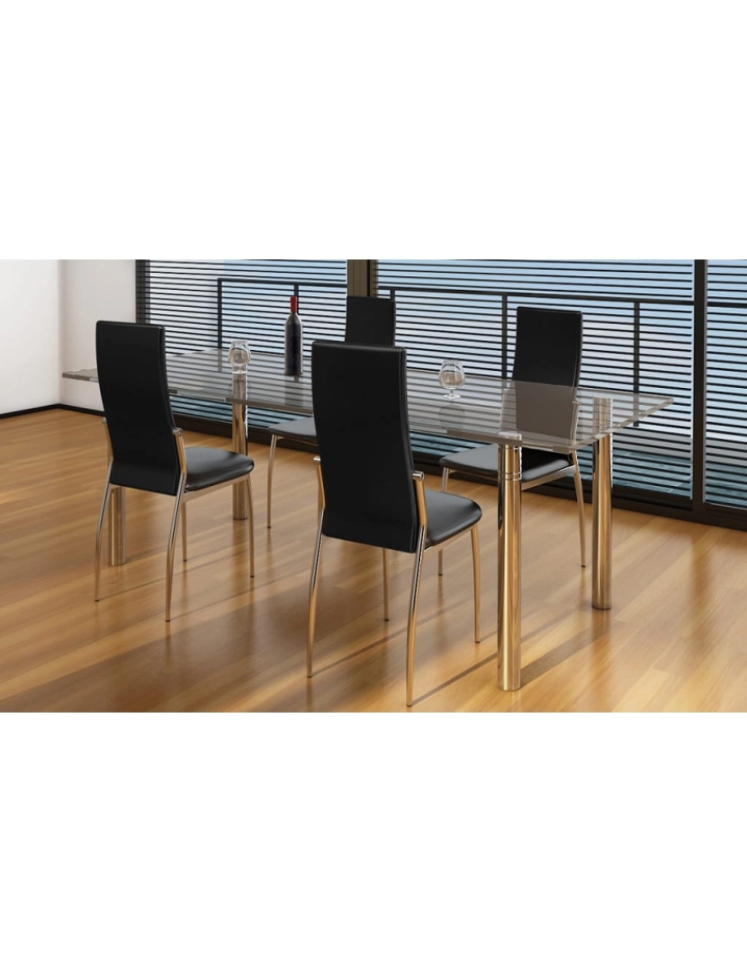 imagem de vidaXL Cadeiras de jantar 4 pcs couro artificial preto2
