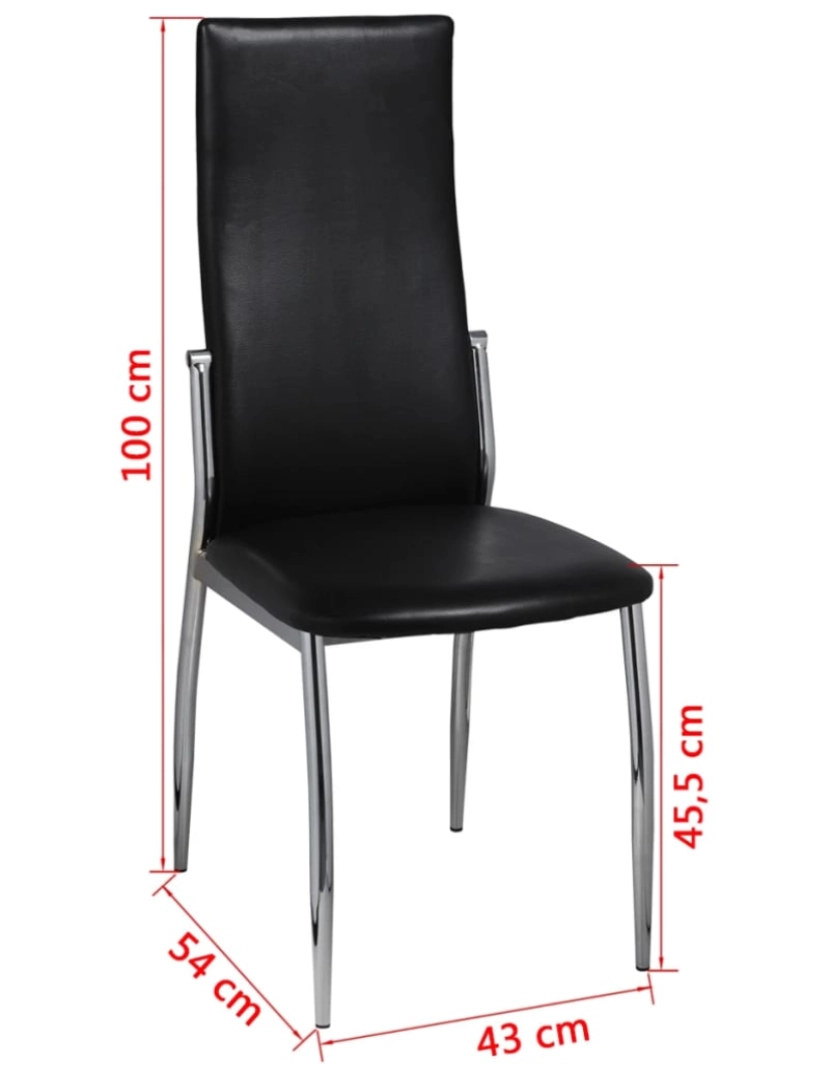 imagem de vidaXL Cadeiras de jantar 4 pcs couro artificial preto9