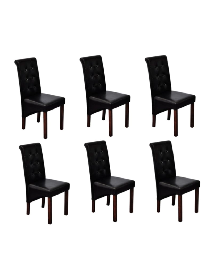 imagem de vidaXL Cadeiras de jantar 6 pcs couro artificial preto1