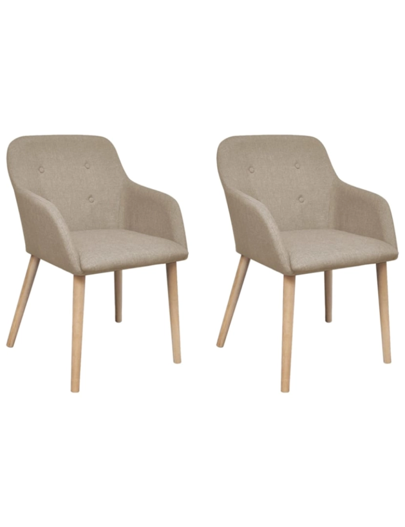 imagem de vidaXL Cadeiras jantar 2 pcs tecido bege e madeira de carvalho maciça1