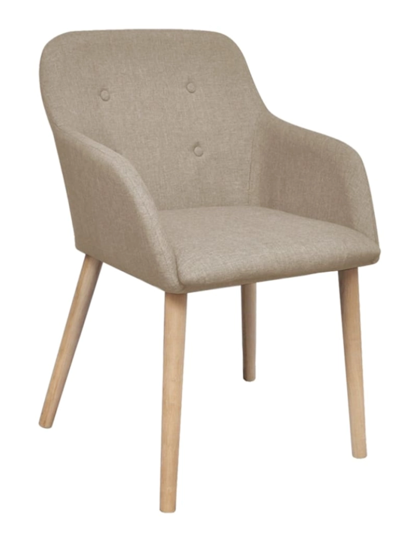 imagem de vidaXL Cadeiras jantar 2 pcs tecido bege e madeira de carvalho maciça3