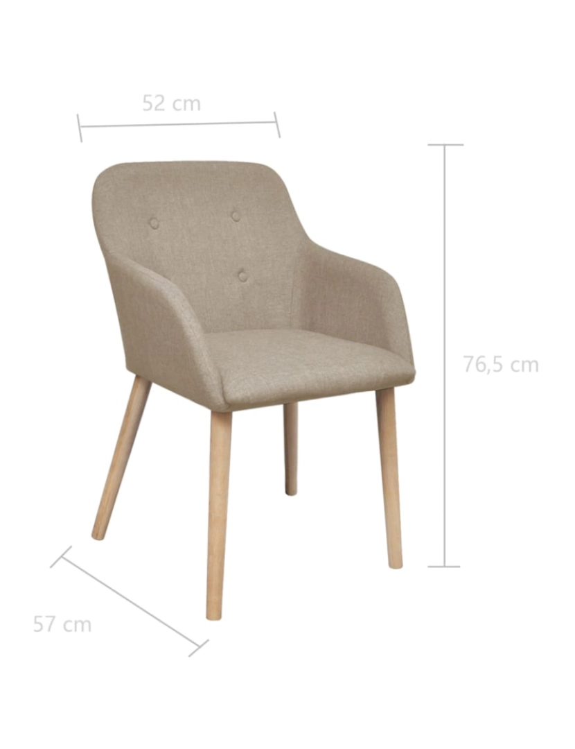 imagem de vidaXL Cadeiras jantar 2 pcs tecido bege e madeira de carvalho maciça7