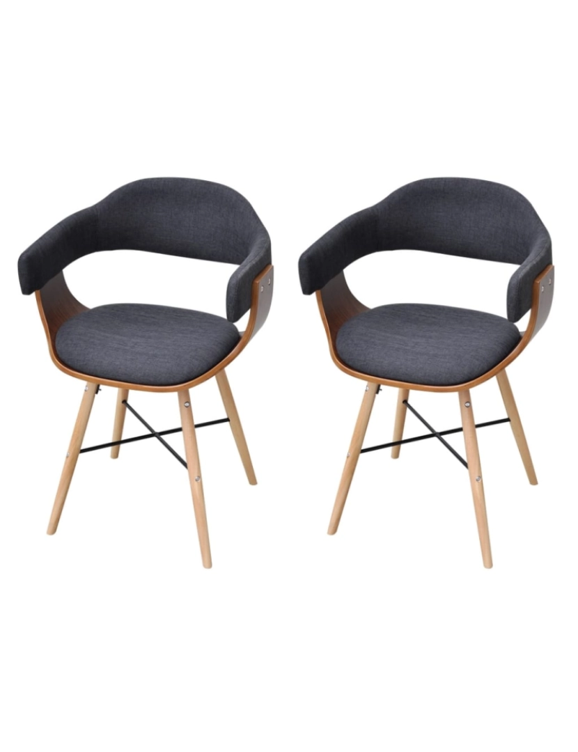 Vidaxl - vidaXL Cadeiras jantar 2 pcs madeira curvada e tecido cinzento-escuro
