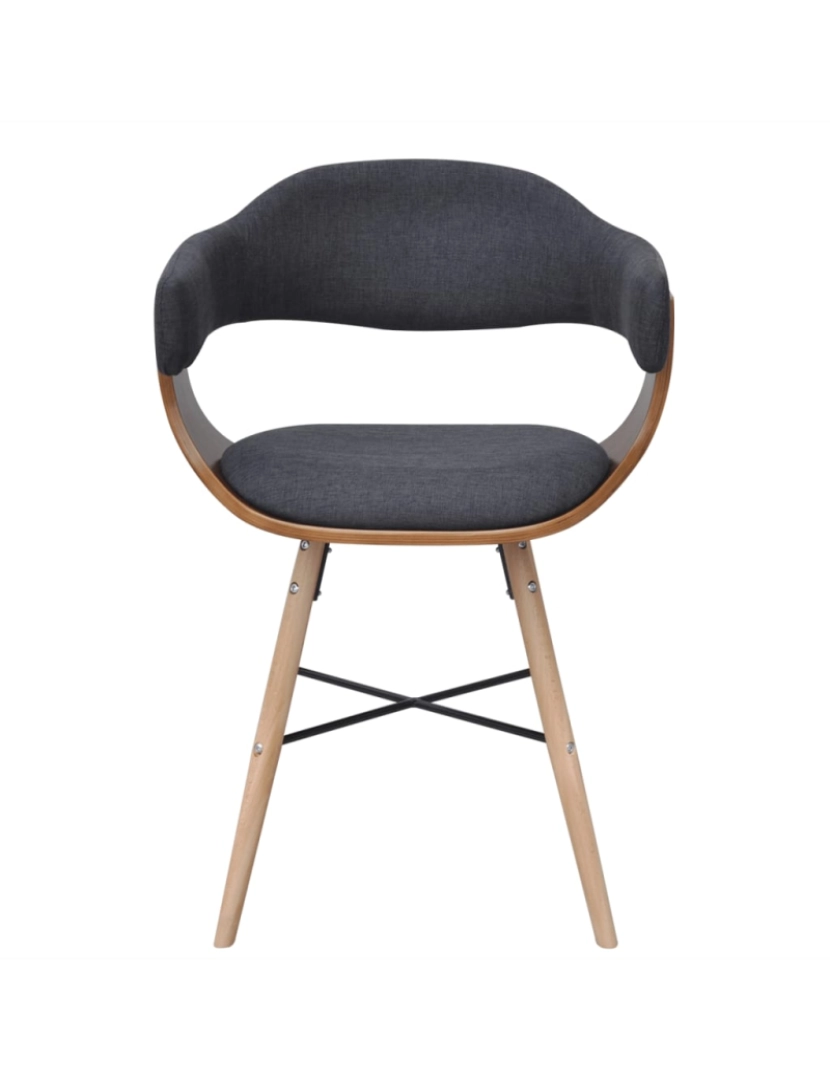 imagem de vidaXL Cadeiras jantar 2 pcs madeira curvada e tecido cinzento-escuro5