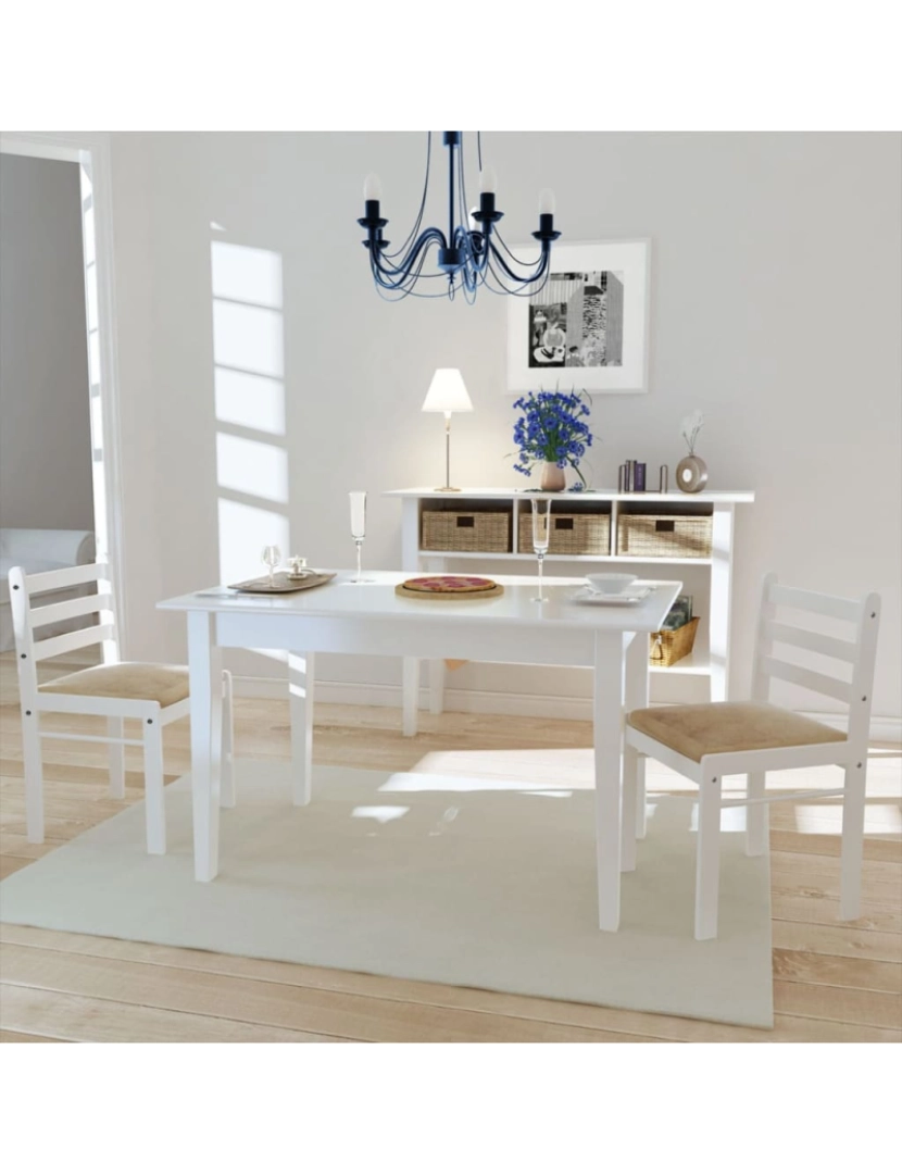 imagem de vidaXL Cadeiras de jantar 2 pcs seringueira maciça e veludo branco2