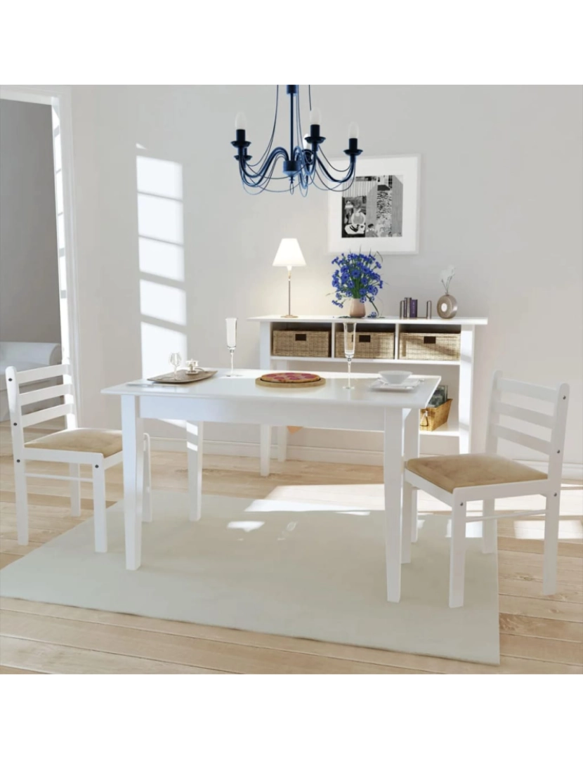 imagem de vidaXL Cadeiras de jantar 2 pcs seringueira maciça e veludo branco3