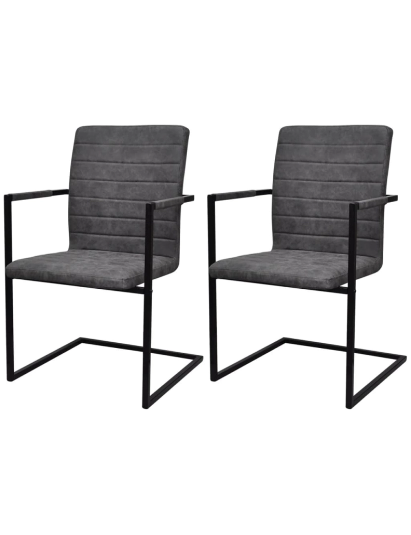 Vidaxl - vidaXL Cadeiras de jantar cantilever 2 pcs couro artificial cinzento