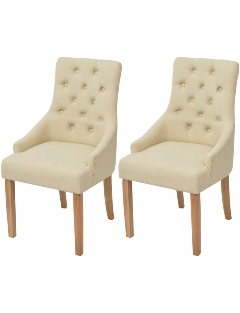 imagem de vidaXL Cadeiras de jantar 2 pcs tecido cor creme1