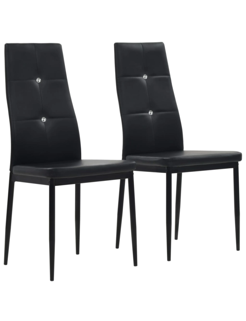 imagem de vidaXL Cadeiras de jantar 2 pcs couro artificial preto2