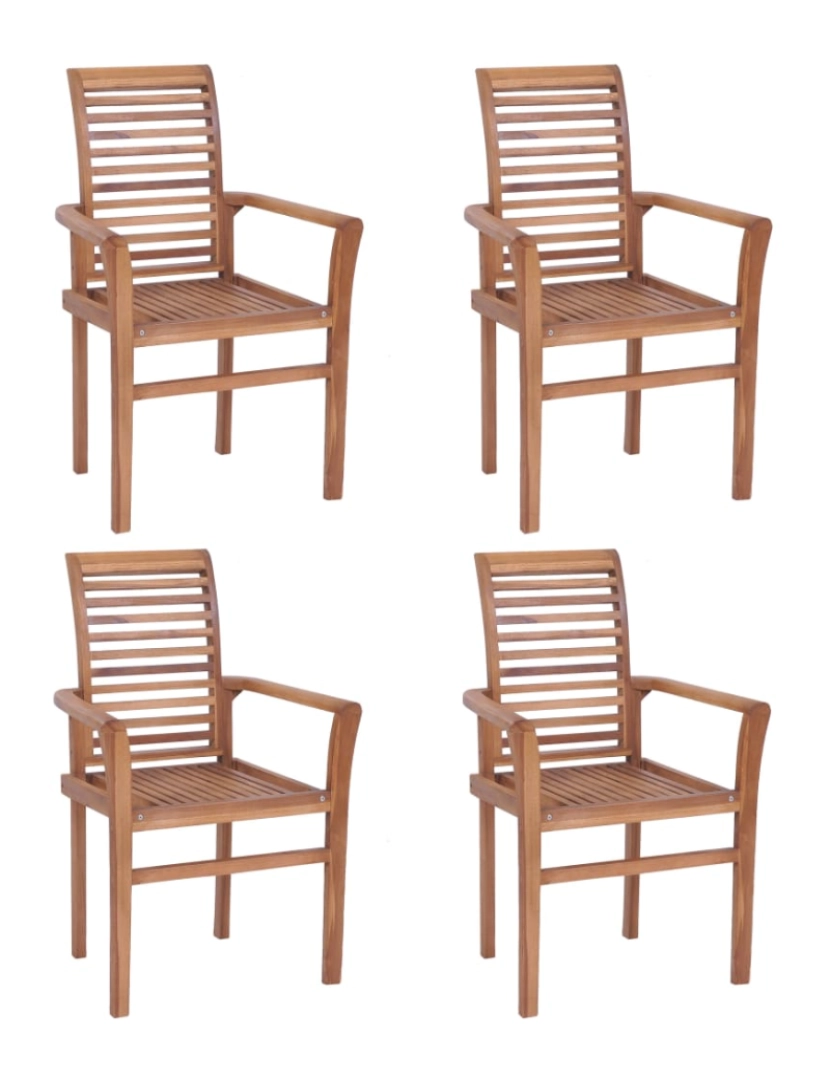 Vidaxl - vidaXL Cadeiras de jantar empilháveis 4 pcs teca maciça