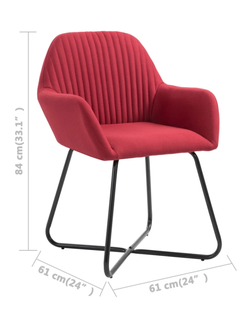 imagem de vidaXL Cadeiras de jantar 2 pcs tecido vermelho tinto9