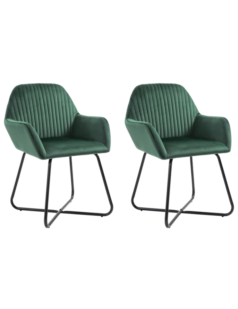 imagem de vidaXL Cadeiras de jantar 2 pcs veludo verde1