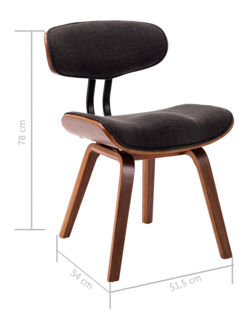 imagem de vidaXL Cadeiras jantar 2 pcs madeira curvada e tecido cinzento9