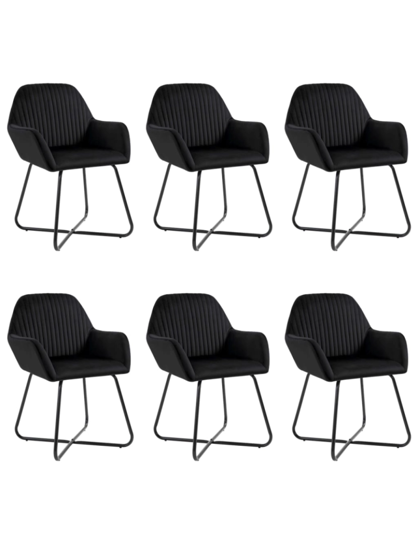 imagem de vidaXL Cadeiras de jantar 6 pcs veludo preto1