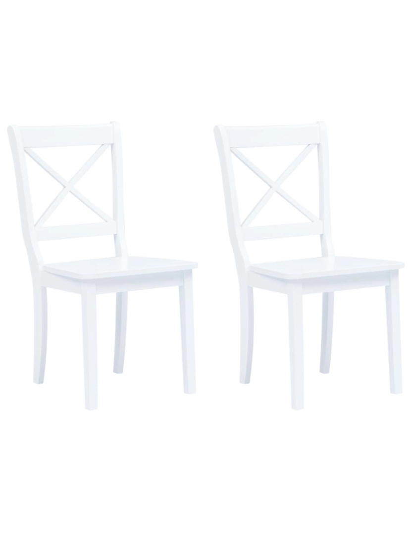 imagem de vidaXL Cadeiras de jantar 2 pcs seringueira maciça branco1