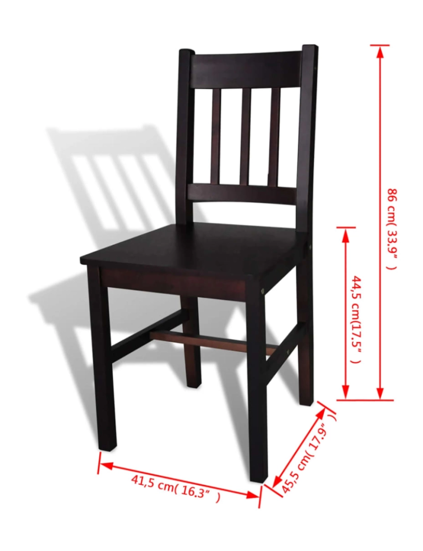 imagem de vidaXL Cadeiras de jantar 4 pcs madeira de pinho castanho-escuro6