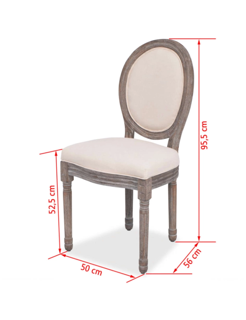 imagem de vidaXL Cadeiras de jantar 2 pcs tecido cor creme8