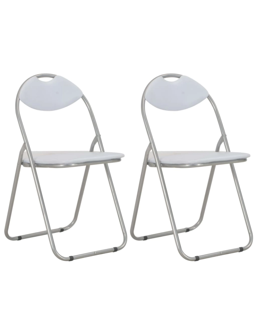 imagem de vidaXL Cadeiras de jantar dobráveis 2 pcs couro artificial branco1