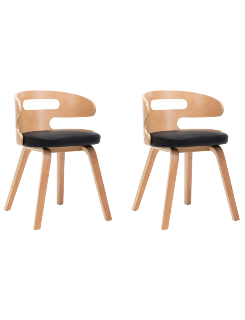 imagem de vidaXL Cadeiras jantar 2 pcs madeira curvada e couro artificial preto1