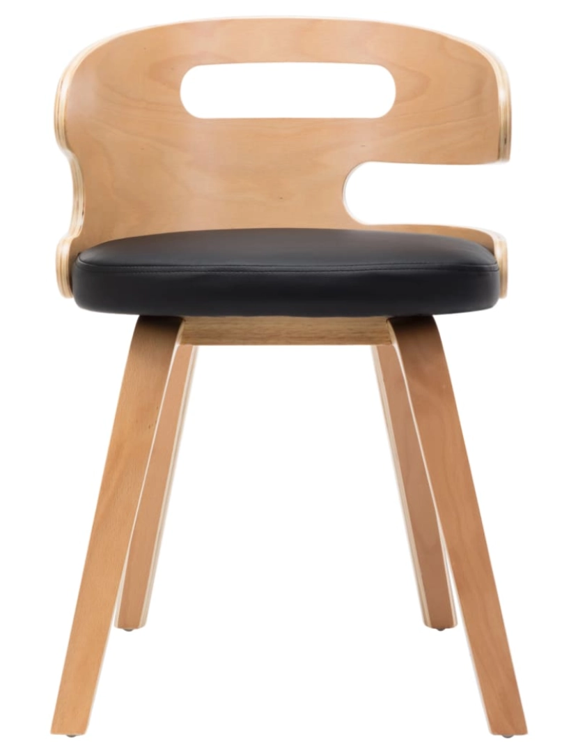 imagem de vidaXL Cadeiras jantar 2 pcs madeira curvada e couro artificial preto4