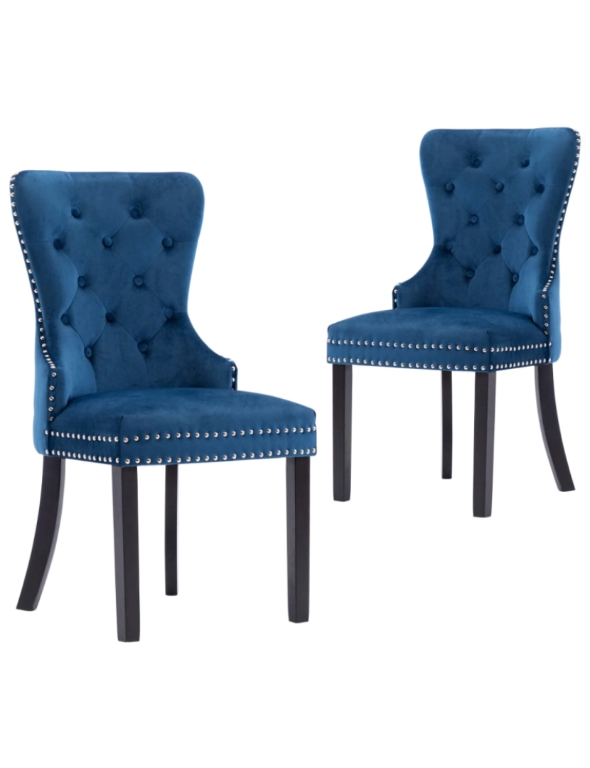 imagem de vidaXL Cadeiras de jantar 2 pcs veludo azul2