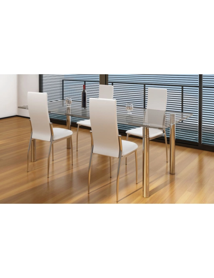 imagem de vidaXL Cadeiras de jantar 4 pcs couro artificial branco2