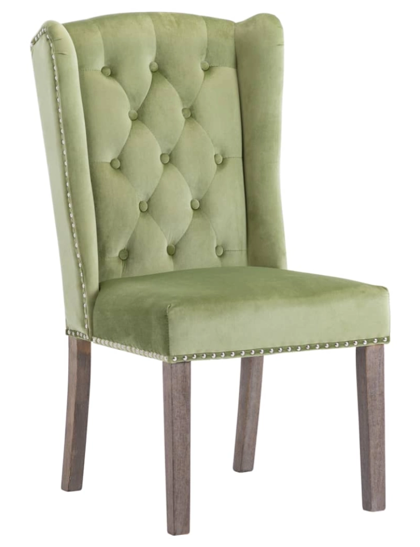 imagem de vidaXL Cadeira de jantar veludo verde-claro1
