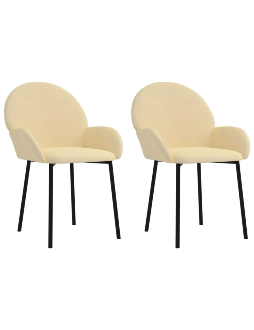 imagem de vidaXL Cadeiras de jantar 2 pcs veludo cor creme1