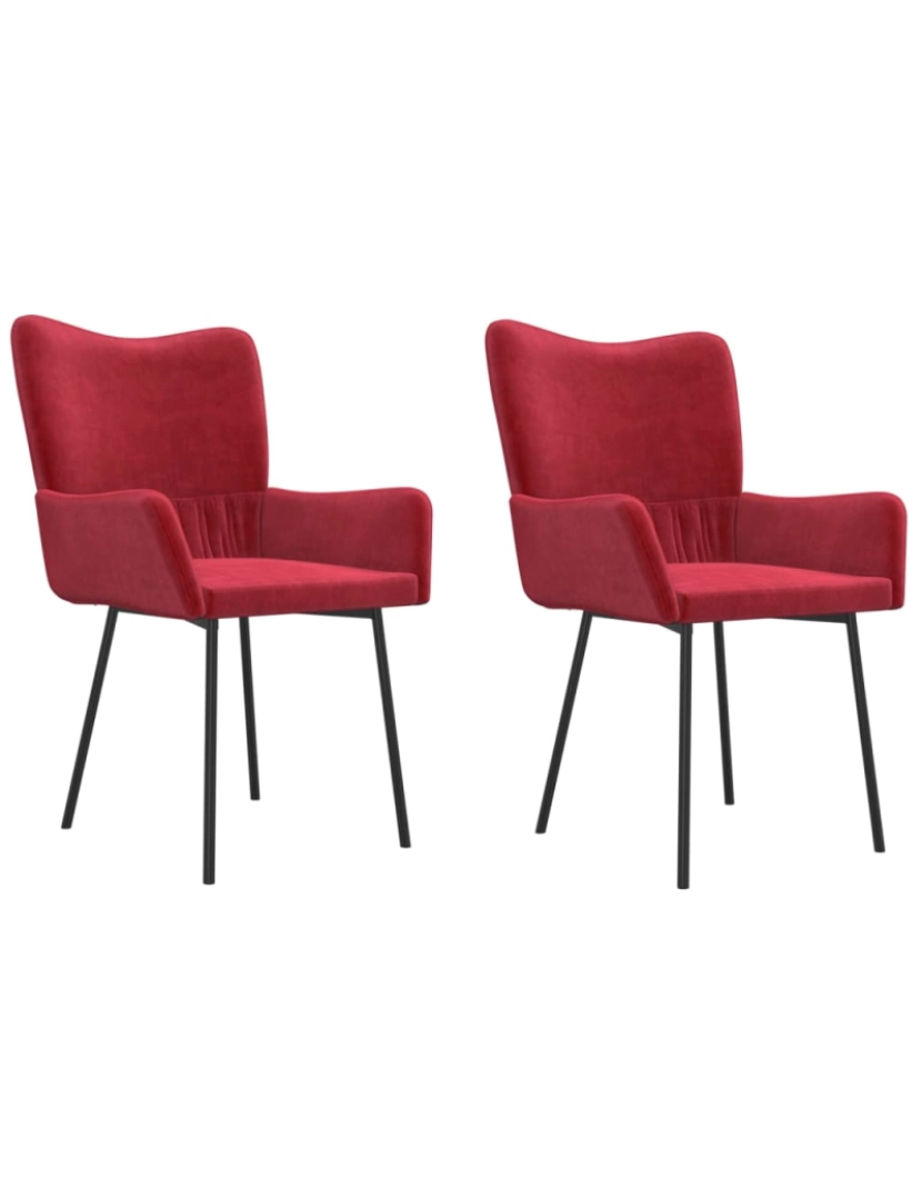 imagem de vidaXL Cadeiras de jantar 2 pcs veludo vermelho tinto1