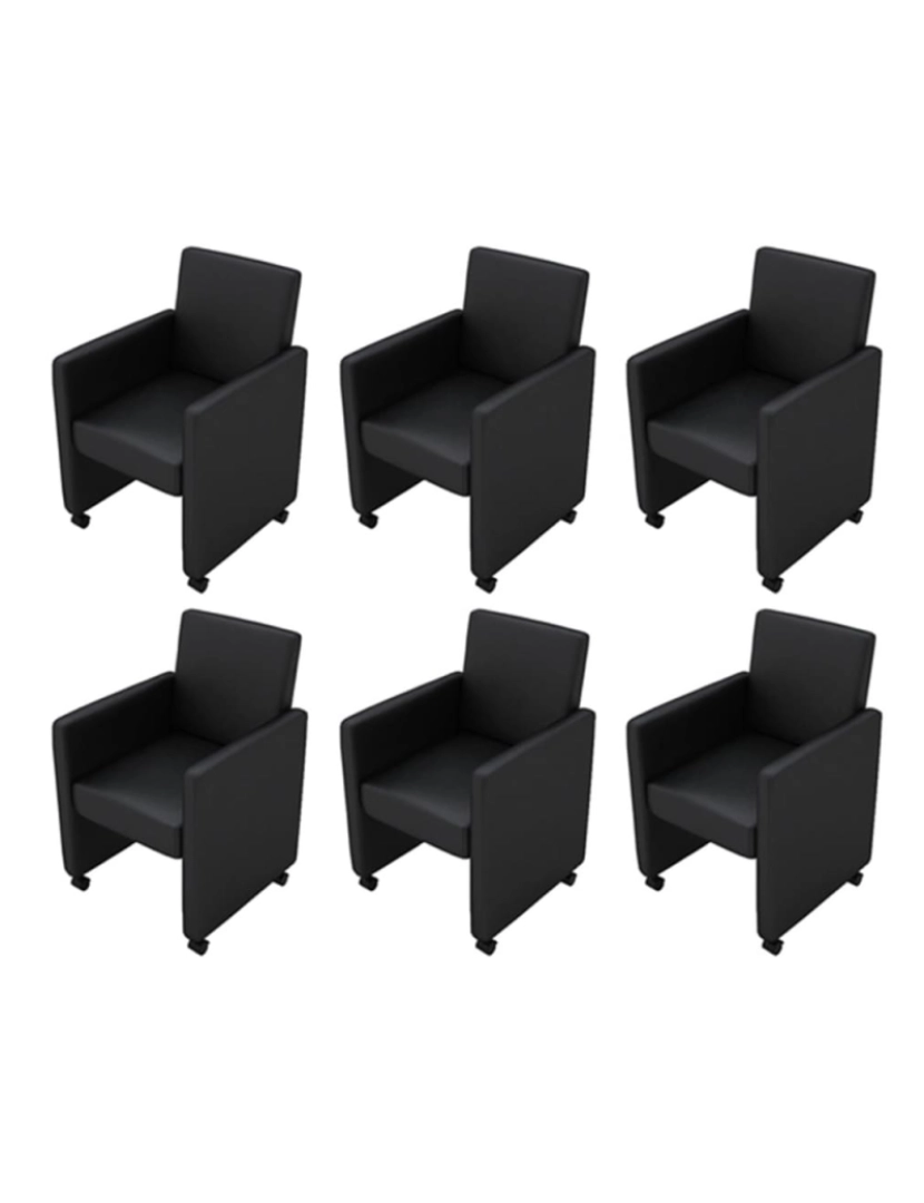 imagem de vidaXL Cadeiras de jantar 6 pcs couro artificial preto1