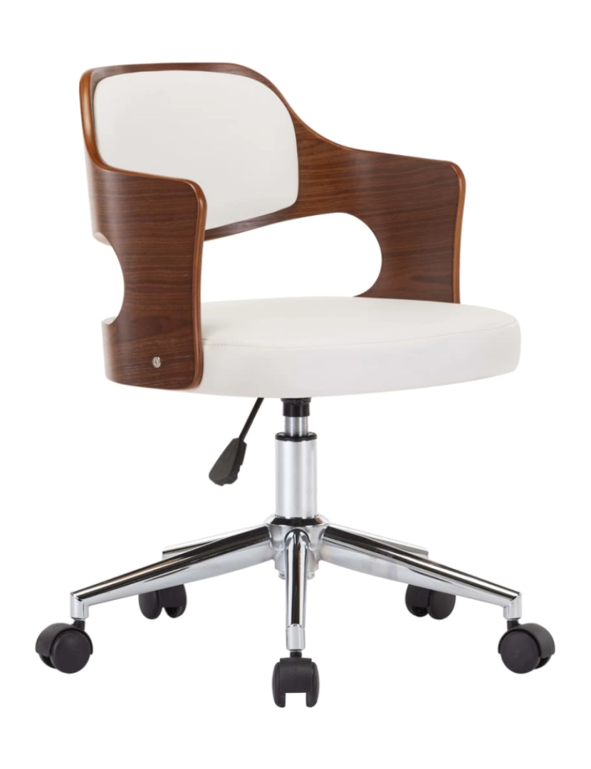 imagem de vidaXL Cadeira jantar giratória madeira curvada/couro artif. branco1