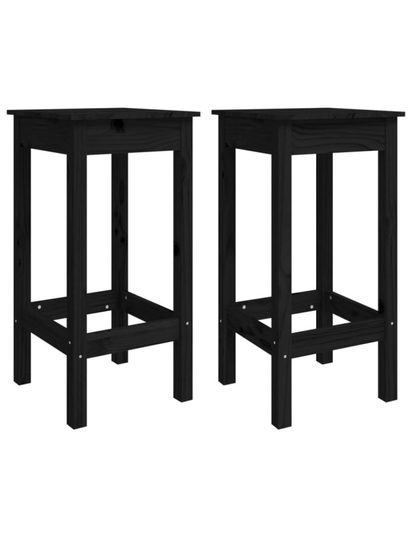 Vidaxl - vidaXL Cadeiras de bar 2 pcs 40x40x78 cm madeira de pinho maciça preto