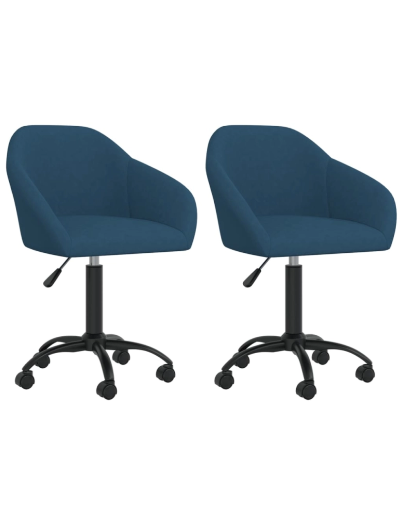 imagem de vidaXL Cadeiras de jantar giratórias 2 pcs veludo azul1