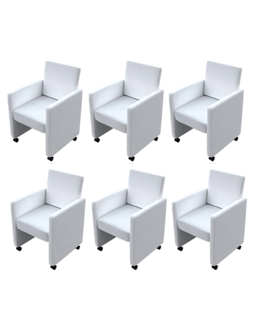 imagem de vidaXL Cadeiras de jantar 6 pcs couro artificial branco1