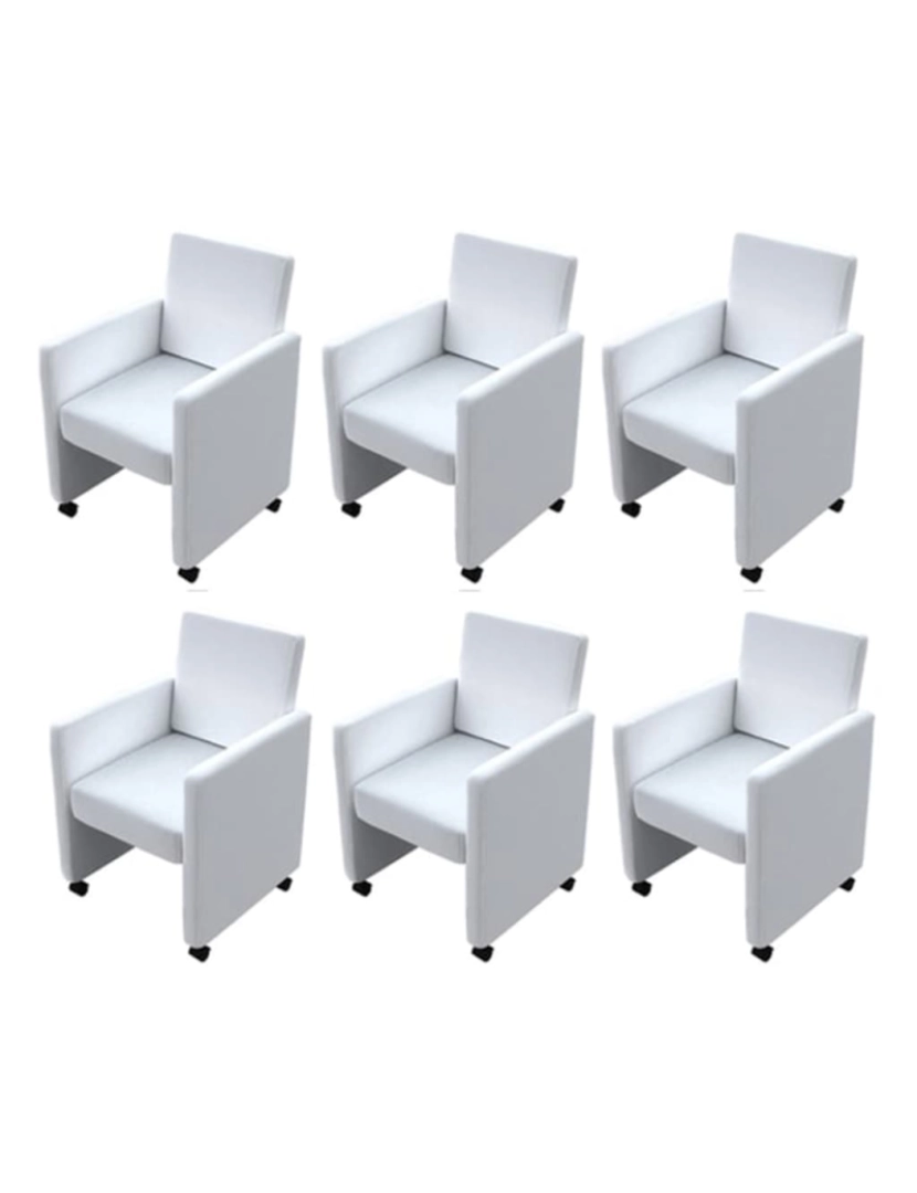 imagem de vidaXL Cadeiras de jantar 6 pcs couro artificial branco4