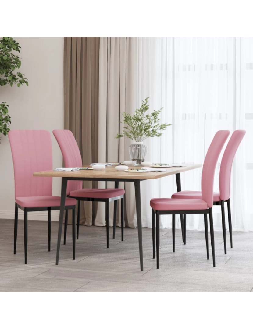 imagem de vidaXL Cadeiras de jantar 4 pcs veludo rosa2