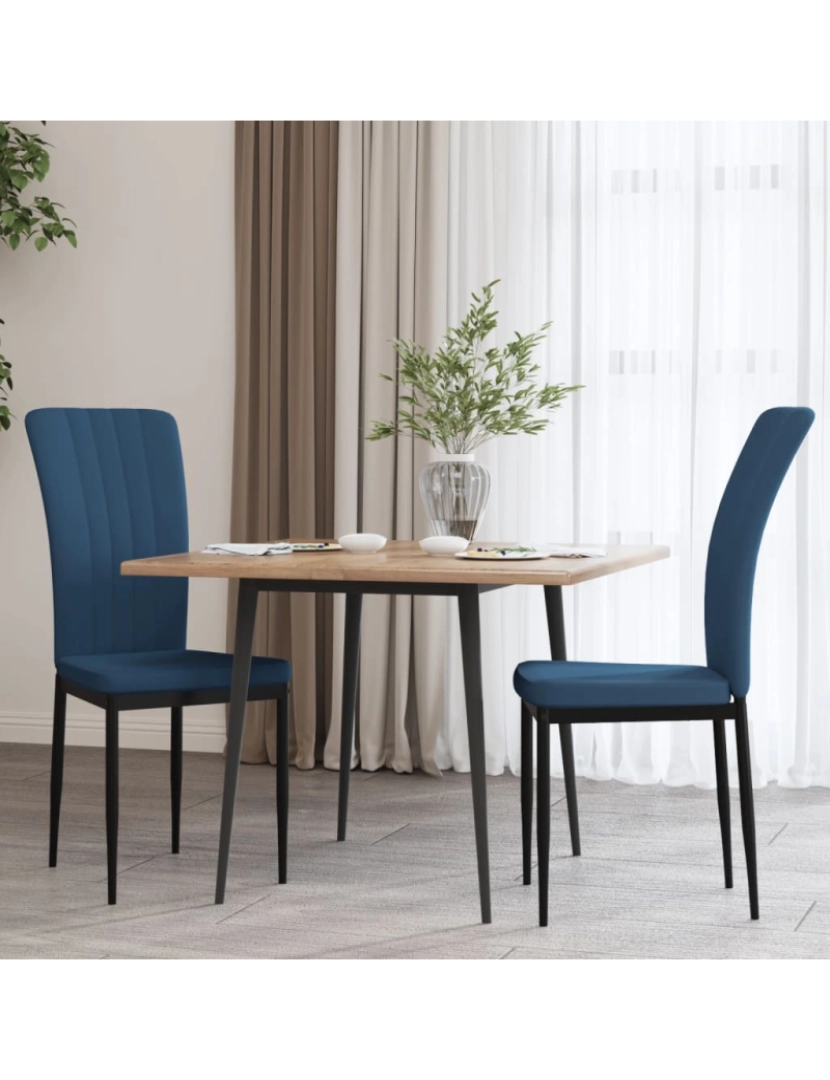 imagem de vidaXL Cadeiras de jantar 2 pcs veludo azul2