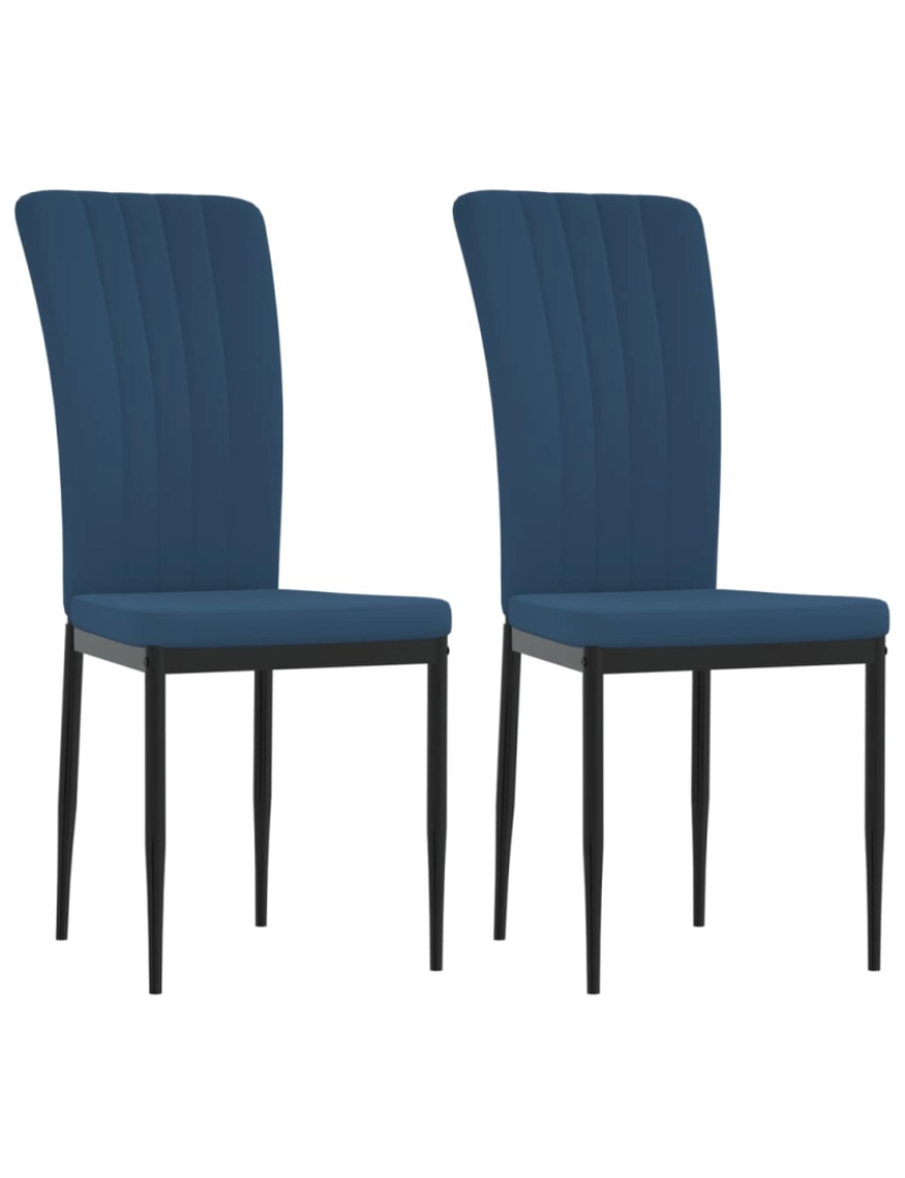 imagem de vidaXL Cadeiras de jantar 2 pcs veludo azul3