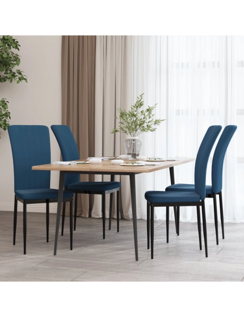 imagem de vidaXL Cadeiras de jantar 4 pcs veludo azul2