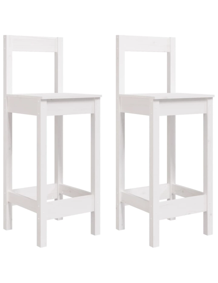 imagem de vidaXL Cadeiras de bar 2 pcs 40x41,5x112 cm pinho maciço branco1