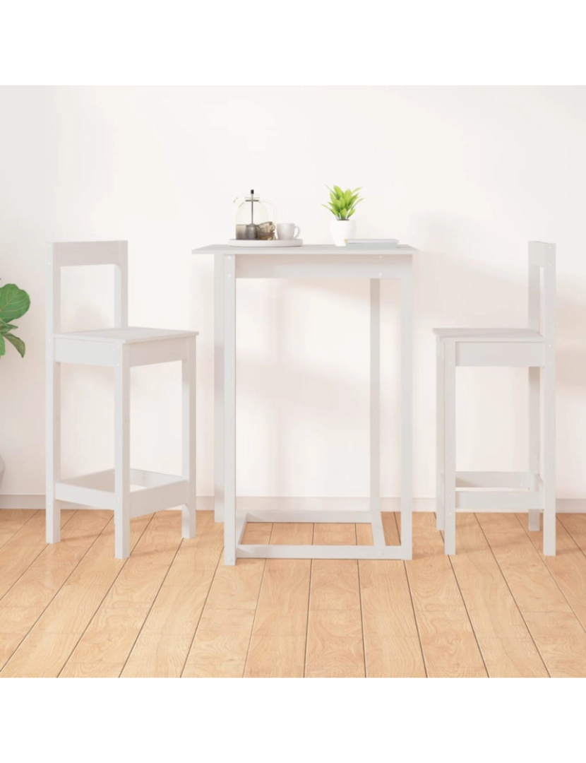 imagem de vidaXL Cadeiras de bar 2 pcs 40x41,5x112 cm pinho maciço branco2