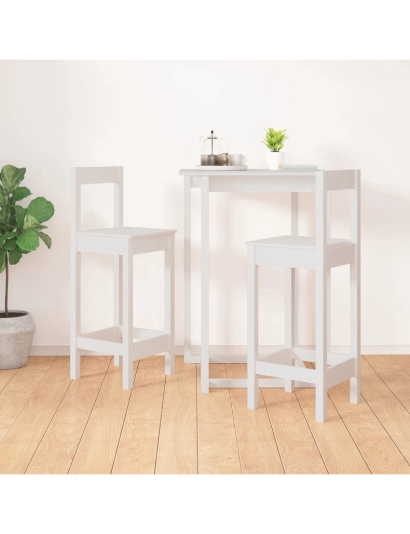 imagem de vidaXL Cadeiras de bar 2 pcs 40x41,5x112 cm pinho maciço branco7